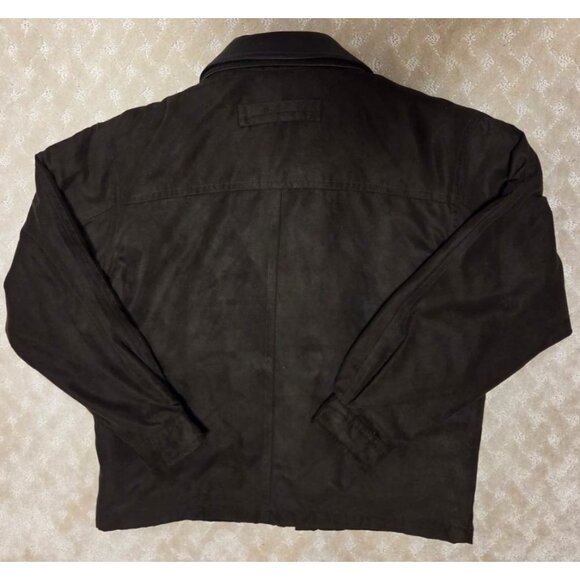 Tasso Elba Jacket Mens Medium Dark Brown Faux Suede Genuine Leather Collar NWT - Picture 4 of 5